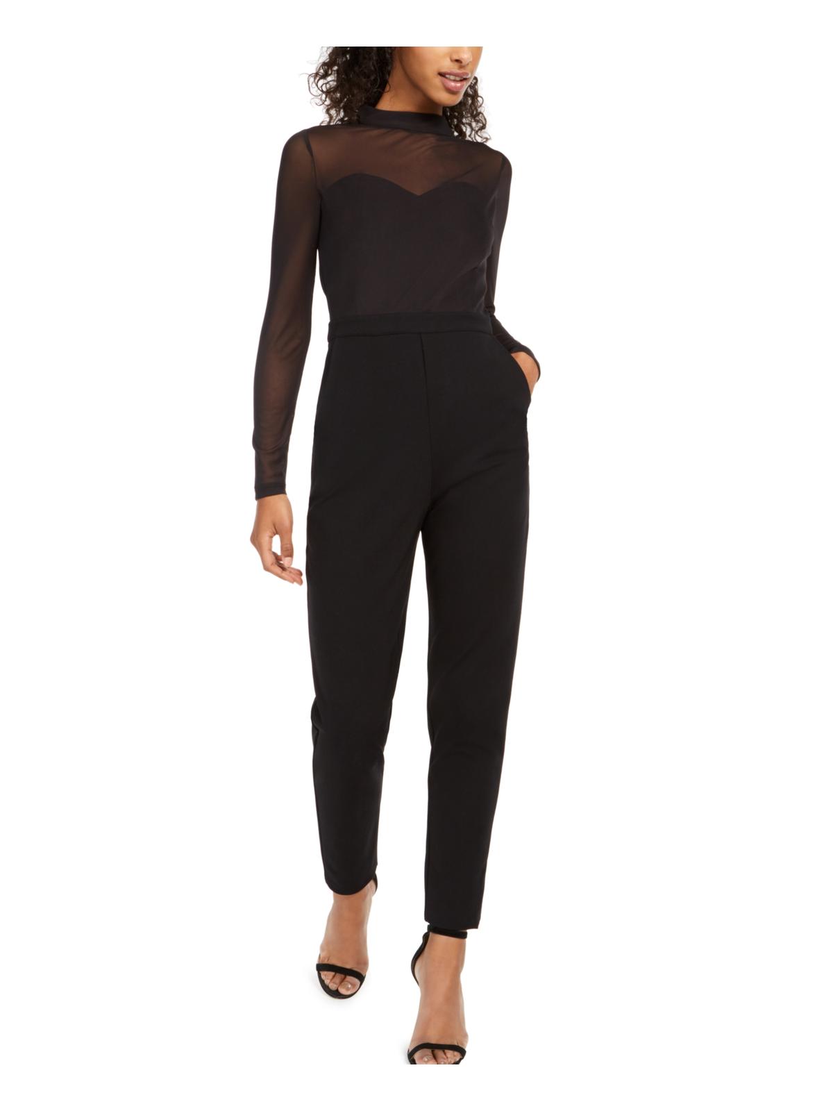 French Connection Women's Leah Jumpsuit Illusion Mock Neck Black Size 10