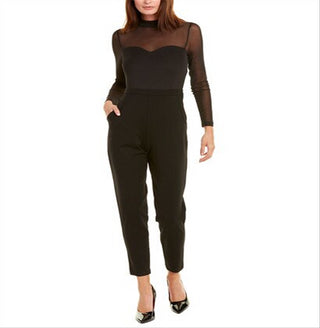 French Connection Women's Leah Jumpsuit Illusion Mock Neck Black Size 10