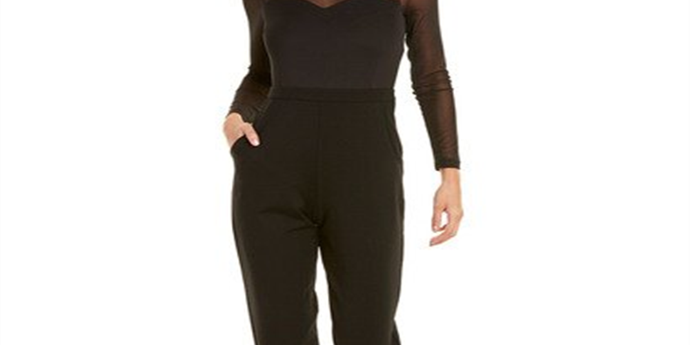 French Connection Women's Leah Jumpsuit Illusion Mock Neck Black Size 10