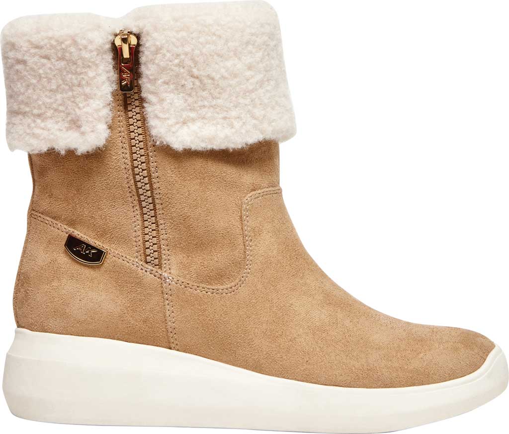 Anne Klein Women's Round Toe Wedge Zip up Rain Boots Brown Size 9.5 M