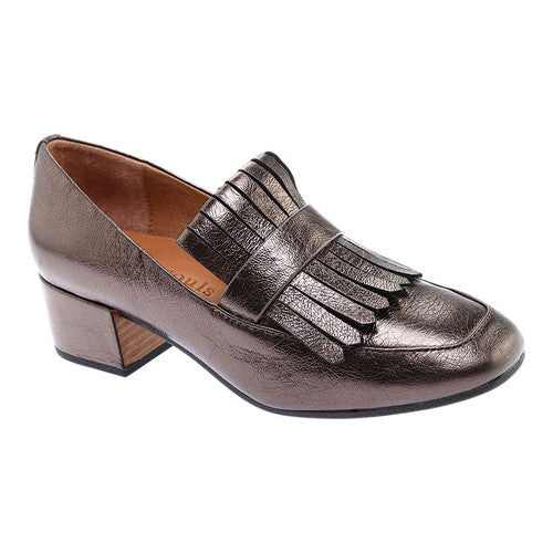 Gentle Souls Women's Pewter Ethan Heeled Leather Loafer Gray Size -9.5