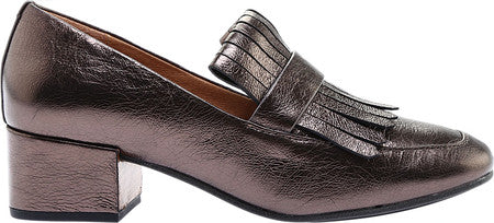 Gentle Souls Women's Pewter Ethan Heeled Leather Loafer Gray Size -9.5