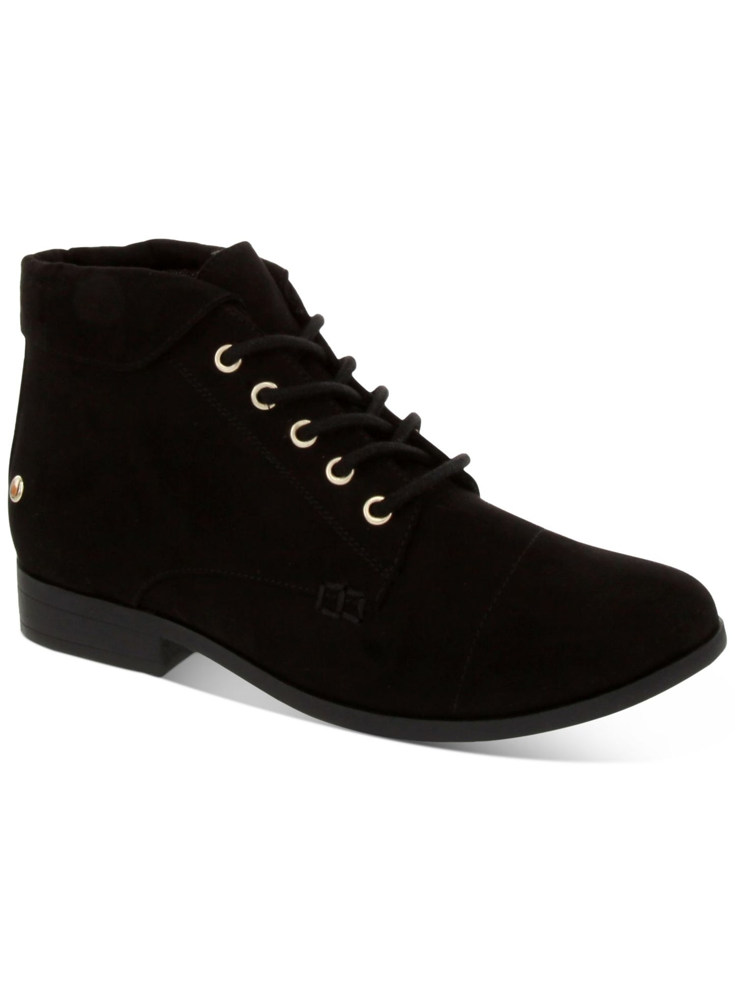 Charter Club Women's Round Toe Block Heel Lace-up Booties Black Size 9.5 M