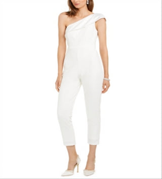 Adrianna Papell Women's One Shoulder Jumpsuit White Size 18