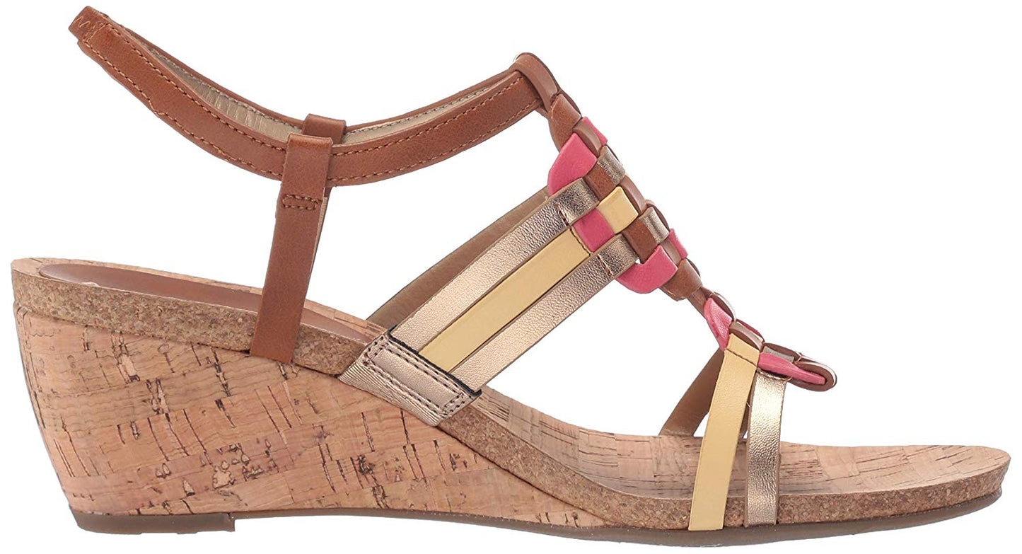 Anne Klein Women's Sport Tilly Wedge Sandal Brown Multi  Size 9.5 M