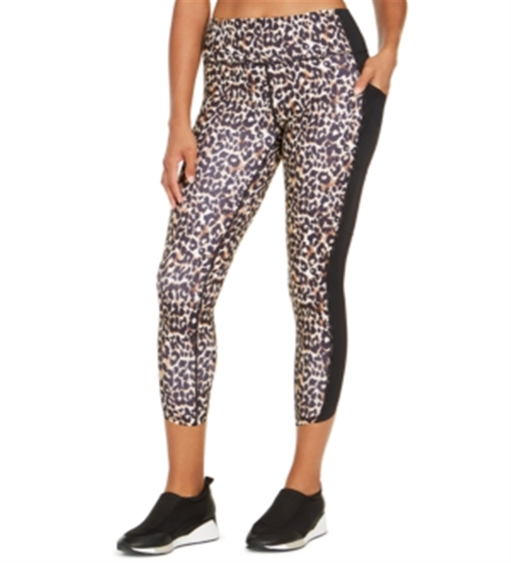 Ideology Women's Animal Print Fitness Athletic Leggings Black Size Medium