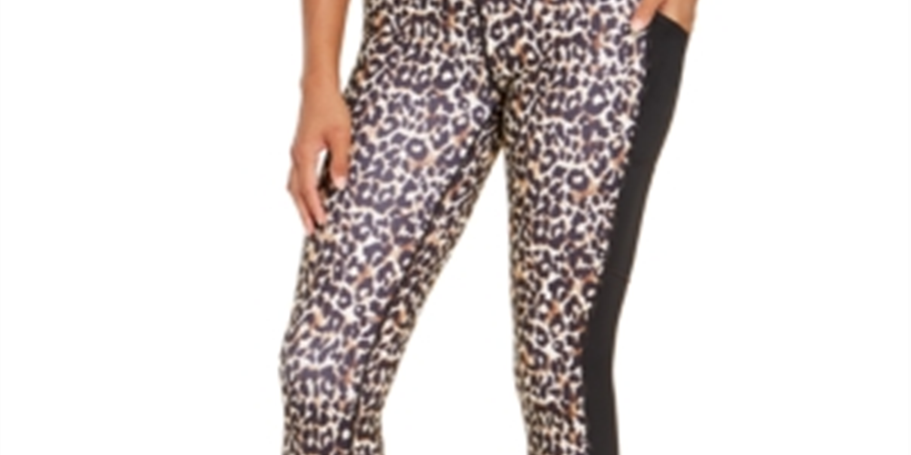 Ideology Women's Animal Print Fitness Athletic Leggings Black Size Medium