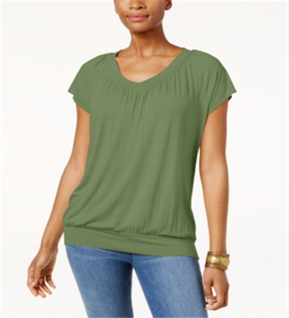 JM Collection Women's Blouson T-Shirt  Green Size XS