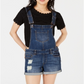 Dollhouse Juniors' Cuffed Denim Shortalls   Suede Blue Size 3