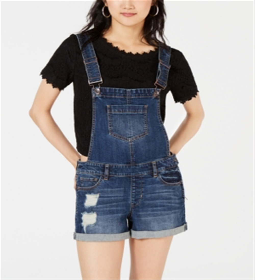 Dollhouse Juniors' Cuffed Denim Shortalls   Suede Blue Size 3