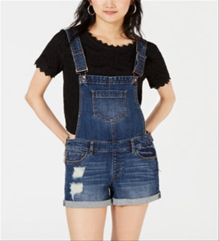 Dollhouse Juniors' Cuffed Denim Shortalls   Suede Blue Size 3