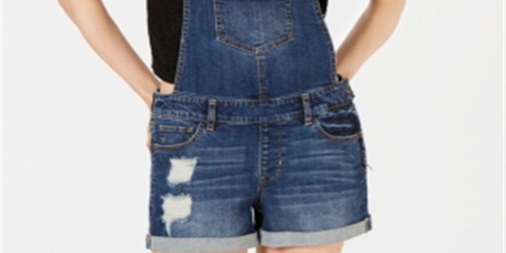 Dollhouse Juniors' Cuffed Denim Shortalls   Suede Blue Size 3