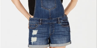 Dollhouse Juniors' Cuffed Denim Shortalls   Suede Blue Size 3