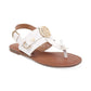 Tommy Hilfiger Women's Luvee Faux Leather Flat T-Strap Sandals White Size 6M
