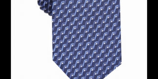 Alfani Men's Neck Tie Trellis Geometric Skinny Slim Silk Blue One Size