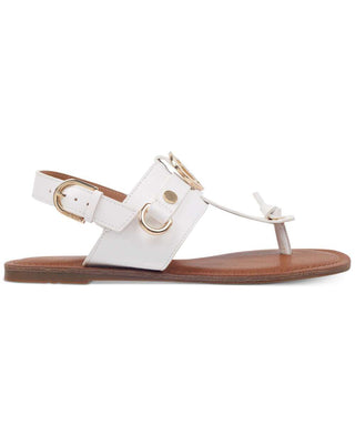 Tommy Hilfiger Women's Luvee T-Strap Embellished Flat Sandals White Size 9.5M