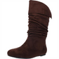 Brinley Co. Women's Wide Calf Microsuede Slouch Mid Calf Boot Brown Size 6.5