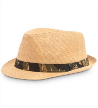Levi's Men's Straw Fedora with Camouflage Band Hat Brown Size SM