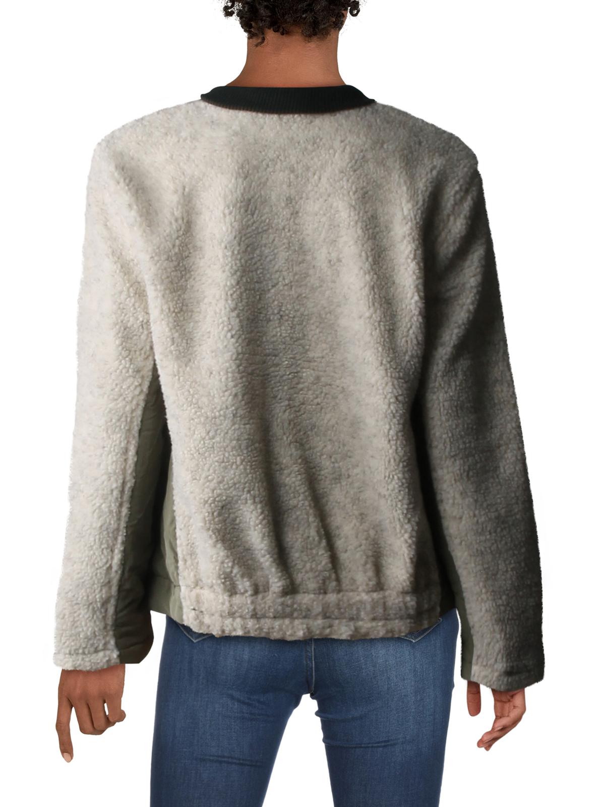 Free People Women's Textured Zip up Winter Jacket Coat Brown Size Small