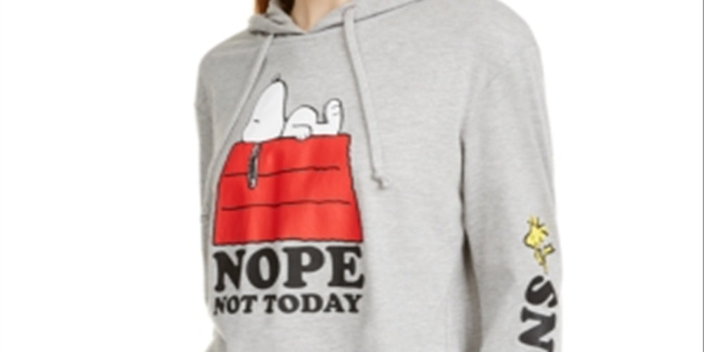 Peanuts Juniors' Snoopy Graphic Hoodie Gray Size Large