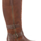 American Rag Women's Strap Detail Zipper Accent Buckle Accent Collins Block Heel Zip up Leather Boots Brown Size 7.5 M