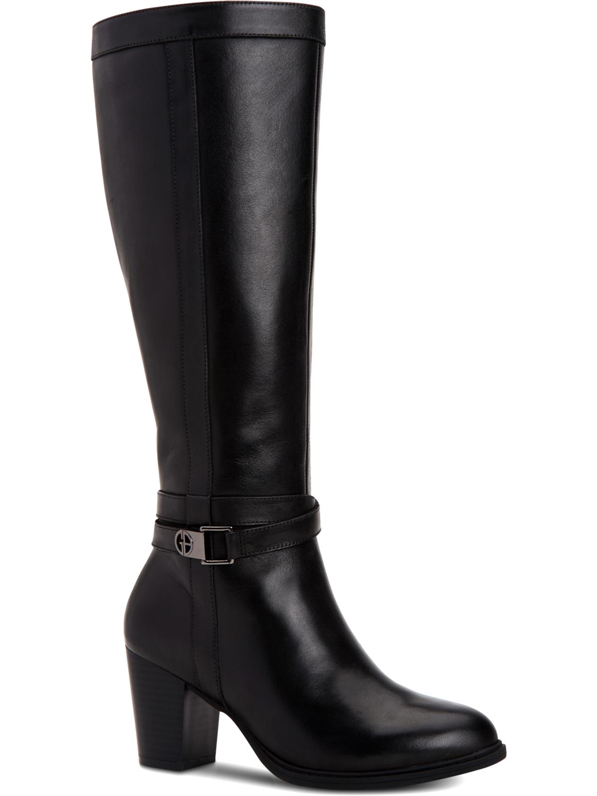 Giani Bernini Women's Rozario Leather Almond Toe Knee High Fashion Boots Black Size 7.5M