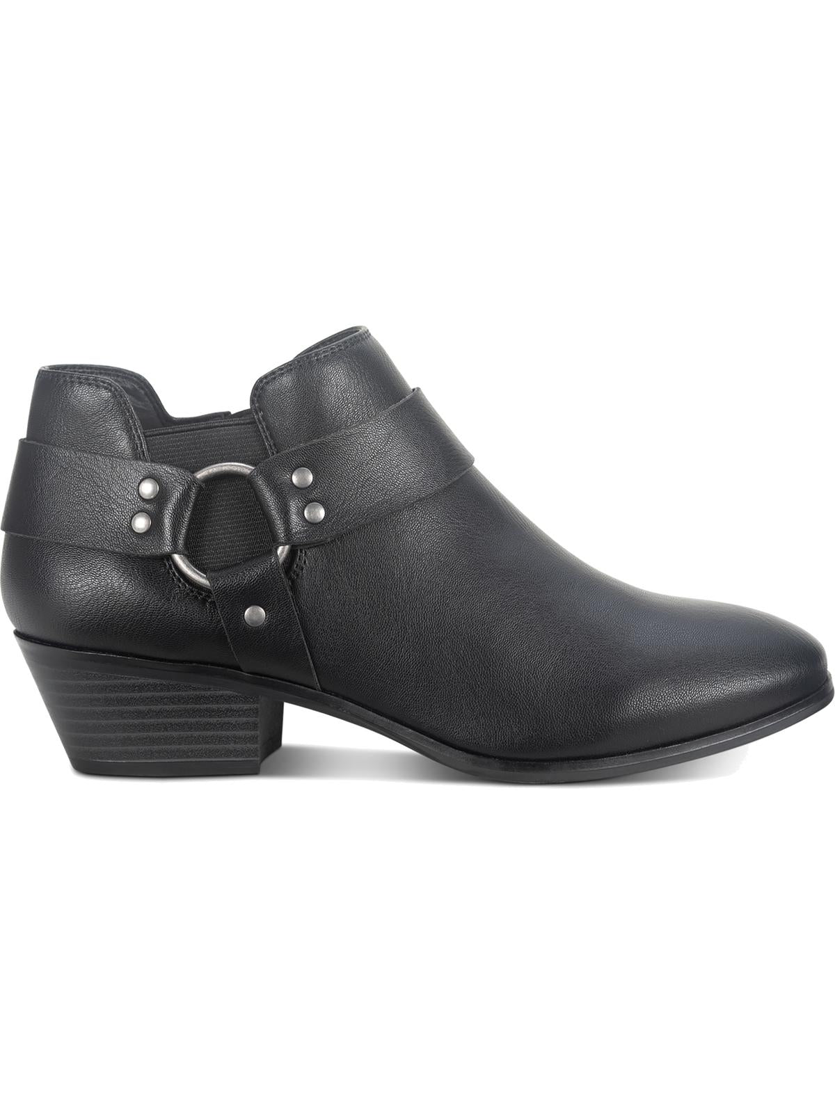 Style & Co Women's Winnde Leather Almond Toe Ankle Fashion Boots Black Size 6.5 M