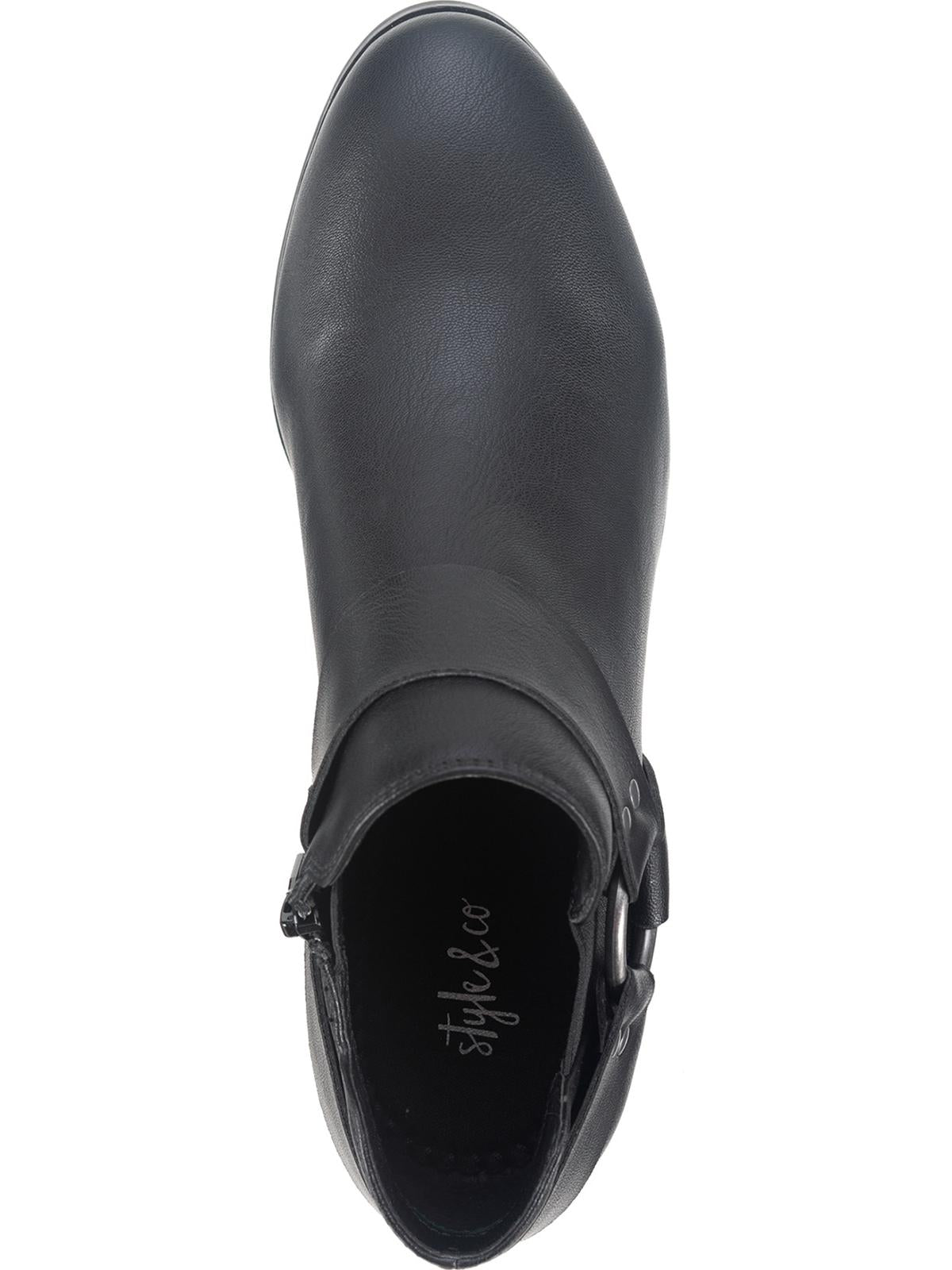 Style & Co Women's Winnde Leather Almond Toe Ankle Fashion Boots Black Size 6.5 M