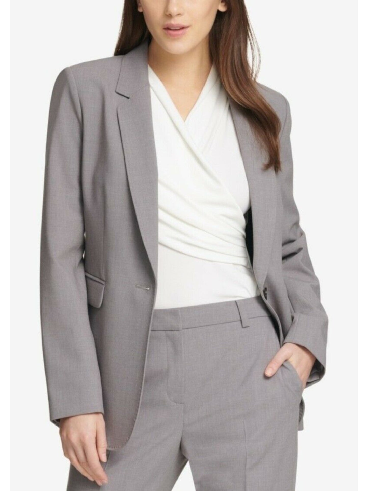 DKNY Women's  Button Wear to Work Blazer Jacket Gray Size 18