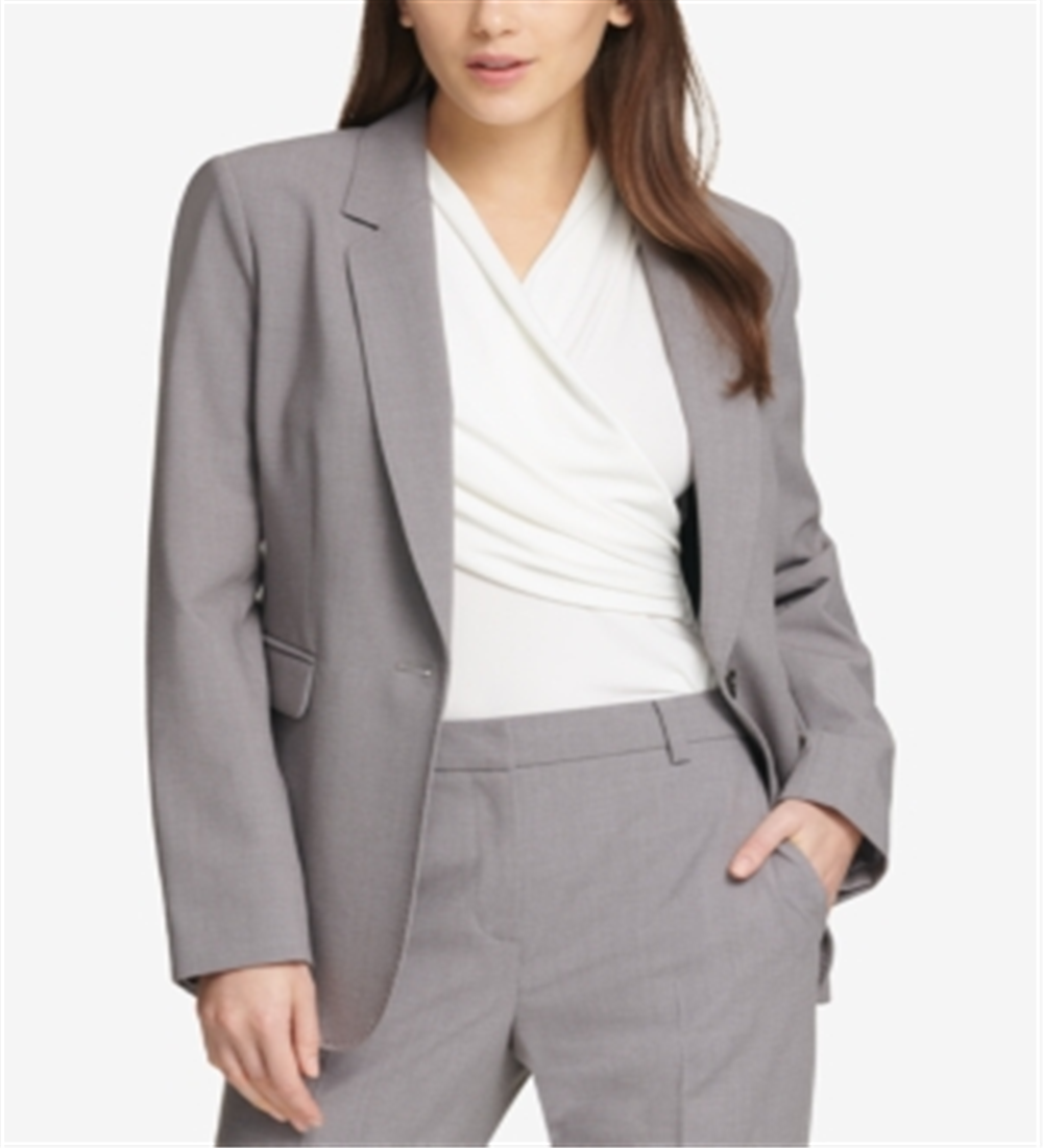 DKNY Women's  Button Wear to Work Blazer Jacket Gray Size 18