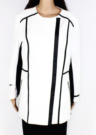 INC Women's  Contrast Full Zip White Size Large