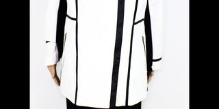 INC Women's  Contrast Full Zip White Size Large