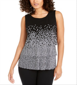 Alfani Women's  Printed Layered Top Black Size 2XL