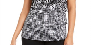 Alfani Women's  Printed Layered Top Black Size 2XL