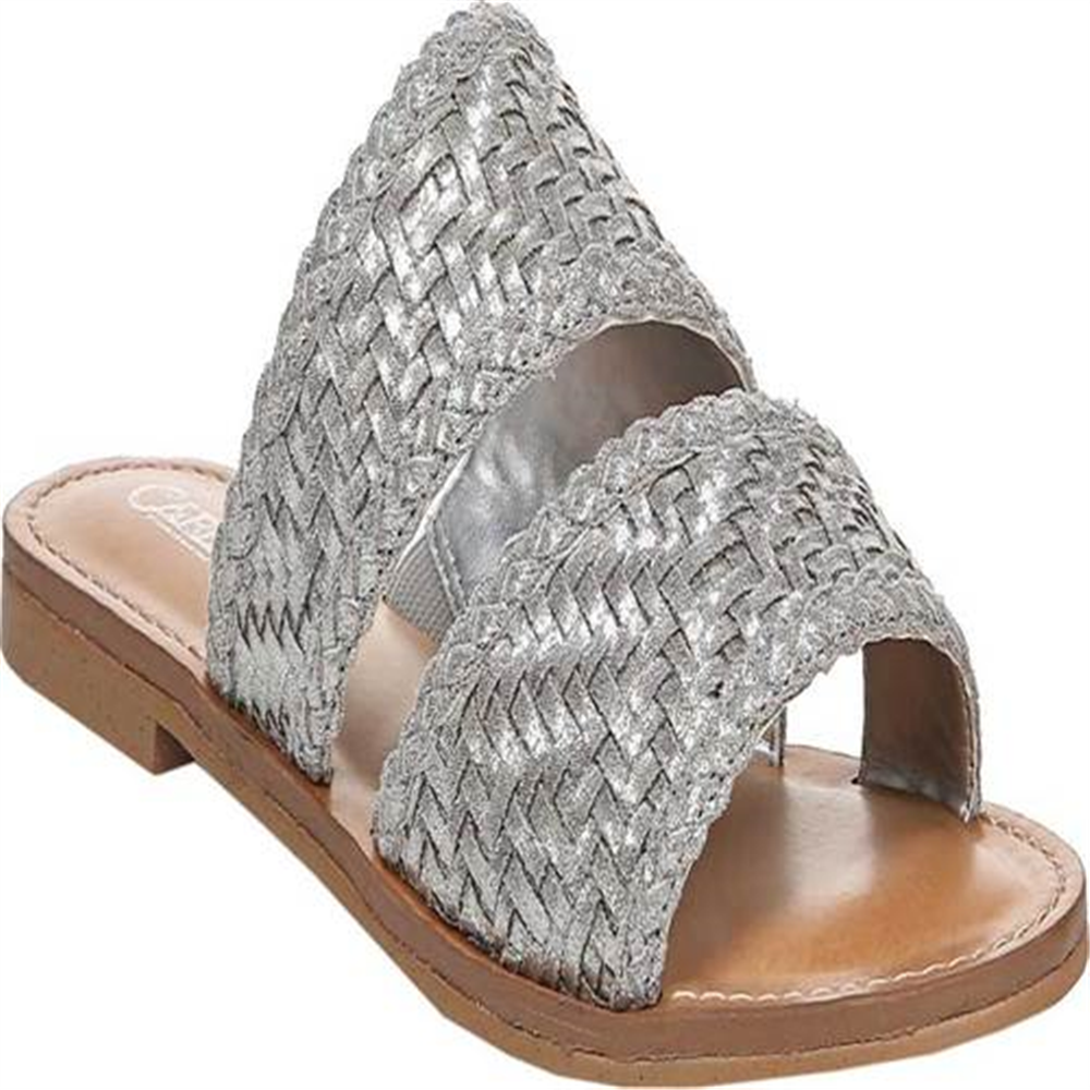 Carlos by Carlos Santana Women's Holly Flats Microsuede Woven Silver Size 10M