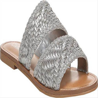 Carlos by Carlos Santana Women's Holly Flats Microsuede Woven Silver Size 10M