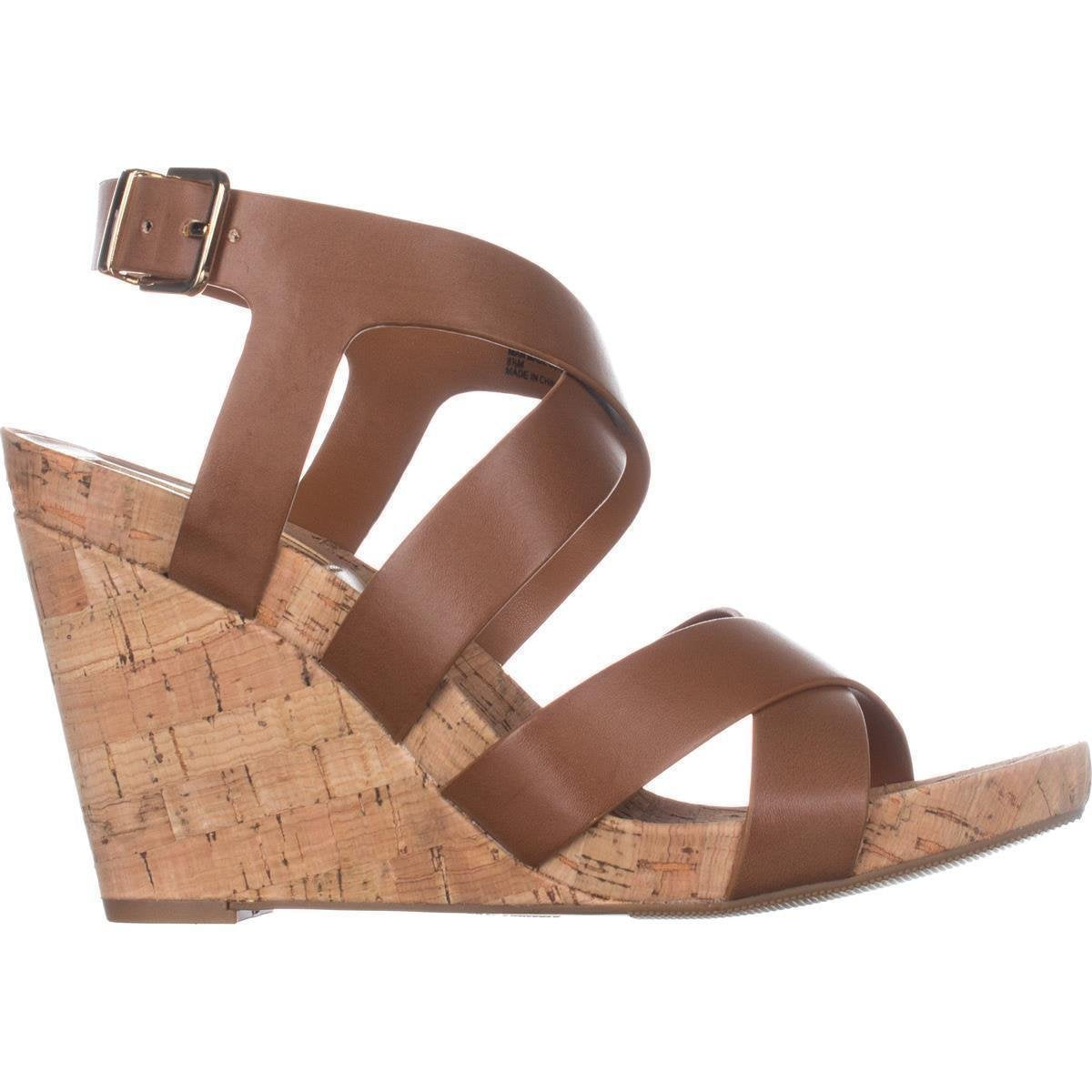 INC International Concepts Women's Landor Strappy Wedge Sandals Brown Size 7 M