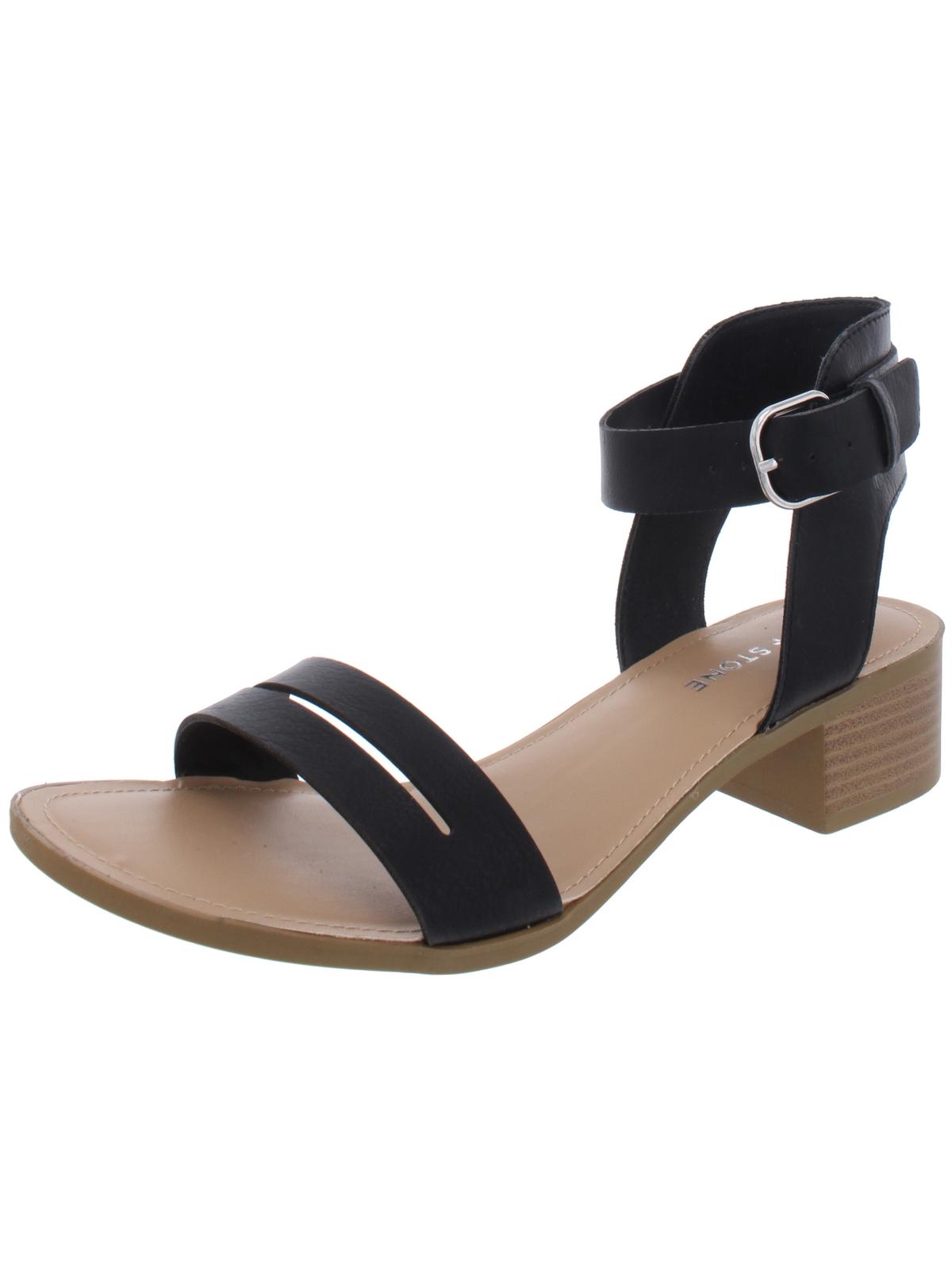 Sun + Stone Women's Alectap Ankle Strap Heel Sandals Black Size 7.5 M