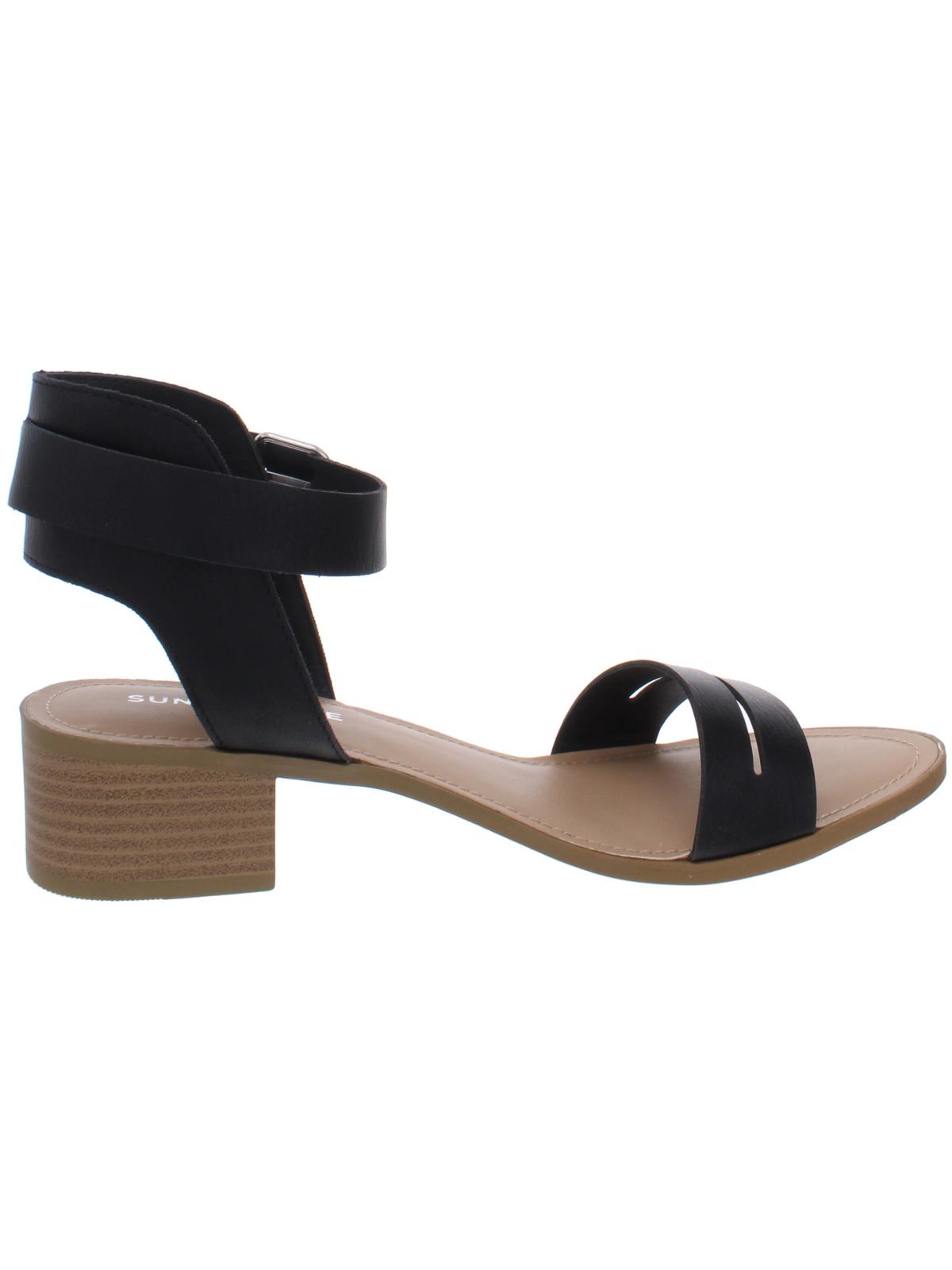 Sun + Stone Women's Alectap Ankle Strap Heel Sandals Black Size 7.5 M