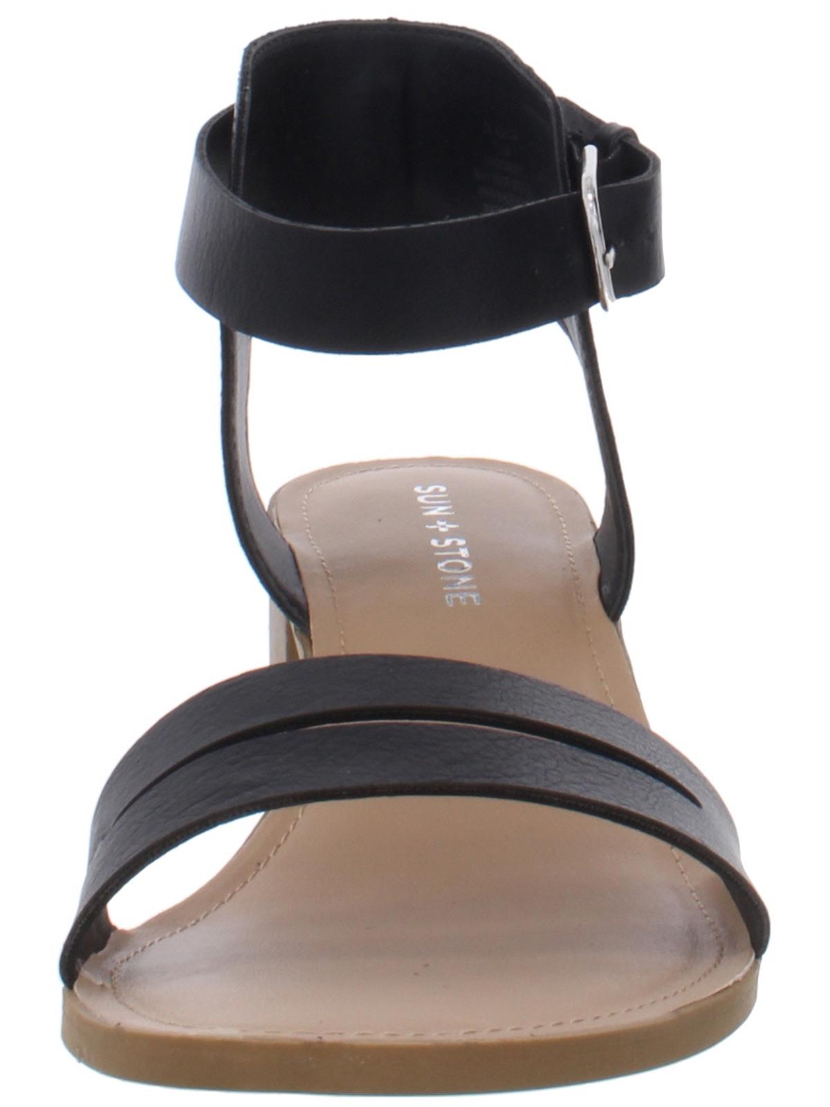 Sun + Stone Women's Alectap Ankle Strap Heel Sandals Black Size 7.5 M