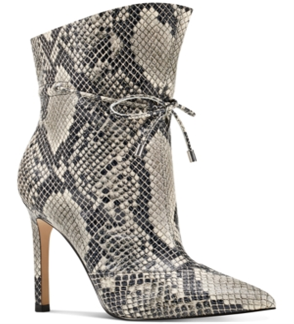 Nine West Women's Tirzah Dress Booties Natural black Snake Size 7.5M