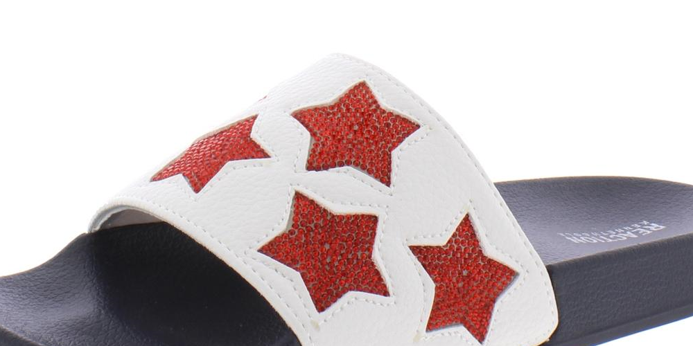 Kenneth Cole Reaction Women's Pool Splash Casual Rhinestone Slide Sandals Red Multi Size 10 M