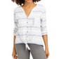 Style & Co Women's  Petite Cotton Striped Tie-Front Shirt White Size -Petite M
