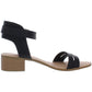 Sun Stone Women's Slit Cutout Adjustable Strap Ankle Strap Cushioned Alecta Round Toe Block Heel Buckle Sandals Black Size 8.5 M