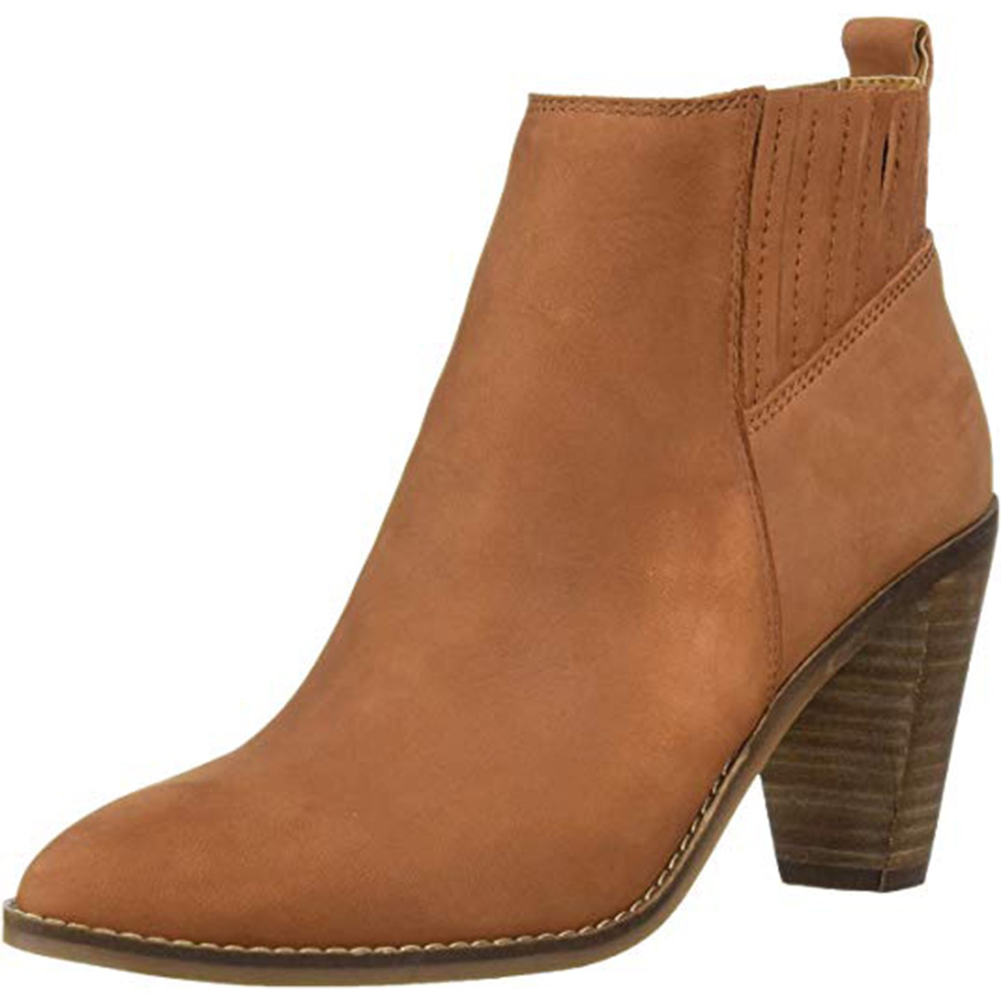 Lucky Brand Women's Nesly Synthetic Memory Foam Stacked Heel Ankle Boot Brown Size 8 M