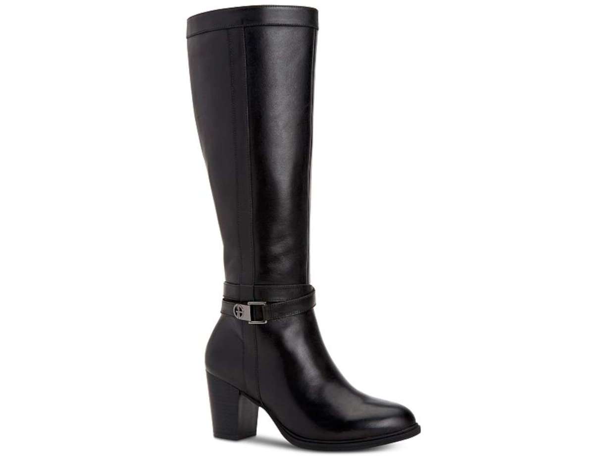 Giani Bernini Women's Rozario Leather Almond Toe Knee High Fashion Boots Black Size 5.5M