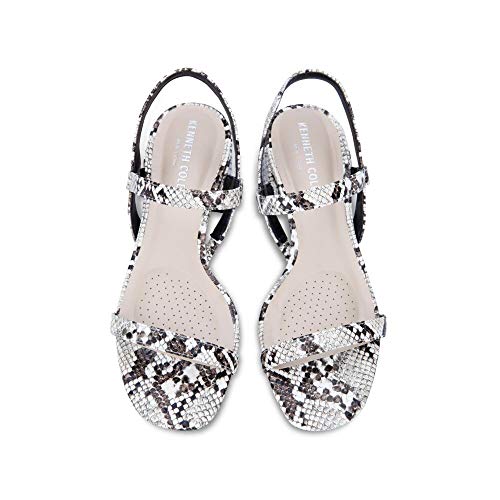 Kenneth Cole Women's Maise Low Simple Peep Toe Casual Slingback Sandals Black-White Size 7.5 M