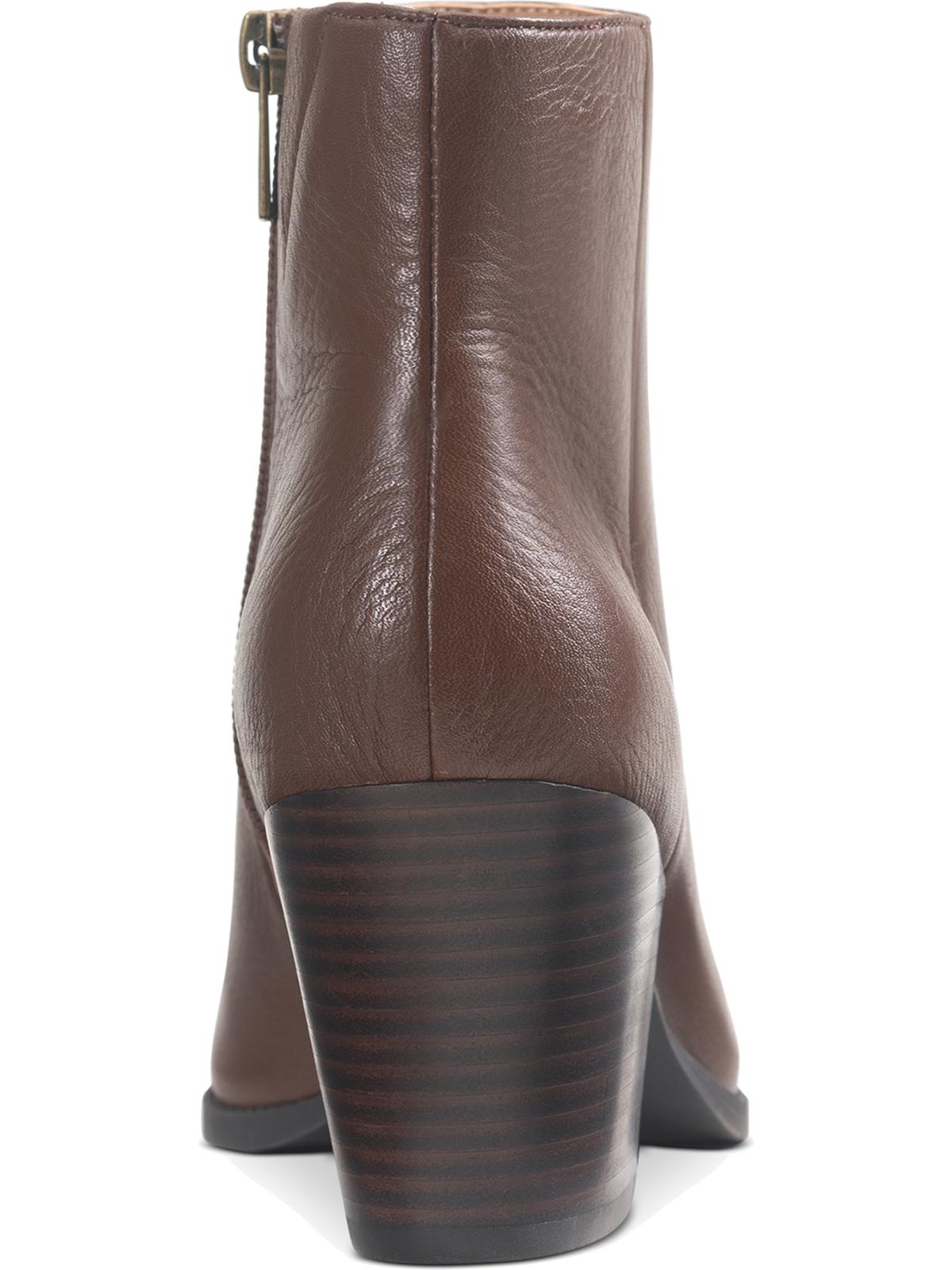 American Rag Women's Eryn Leather Block Heel Booties Brown Size 9.5M