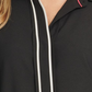 DKNY Women's Contrast Placket Blouse Black Size X-Large