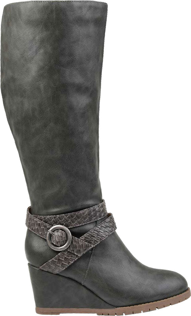 Journee Collection Women's Comfort Slip Resistant Garin Almond Toe Wedge Zip up Boots Gray Size 9X-WC